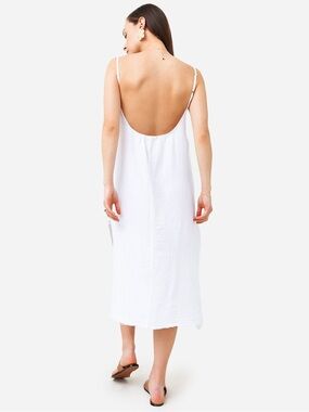 STARK X White Cotton  Gauze Low Back Midi Dress S